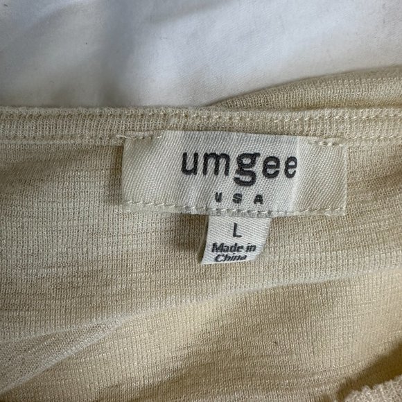 Umgee Cream 3/4 Sleeves Asymmetrical Top Size Large - Picture 5 of 5